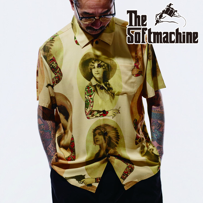 SOFTMACHINE (ソフトマシーン)　INKED WOMEN SHIRTS S/S(S/S SHIRTS)　【シャツ 半袖】【イエロー タトゥー】【2026 SUMMER VACATION