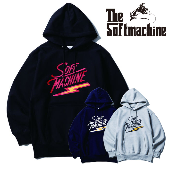 SOFTMACHINE (ソフトマシーン)　LIGHTNING LOGO HOODED　【フーディ パーカー】【ブラック グレー ネイビー タトゥー】【2026 AUTUMN
