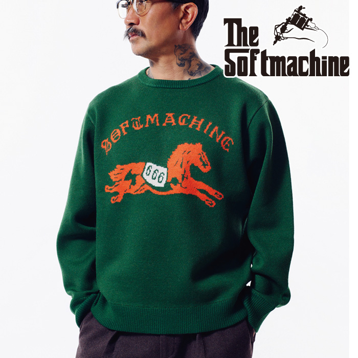 SOFTMACHINE (ソフトマシーン)　LONG SHOT SWEATER　【セーター】【ブラック グリーン タトゥー】【2026 AUTUMN&WINTER 先行予約】【