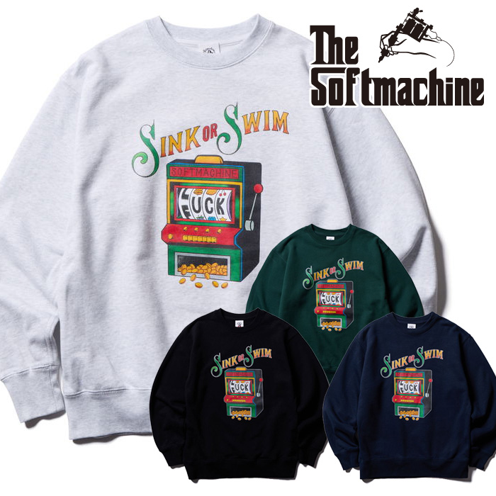 SOFTMACHINE (ソフトマシーン)　SINK OR SWIM SWEAT　【スウェット】【ブラック グレー ネイビー グリーン タトゥー】【2026 SPRING 