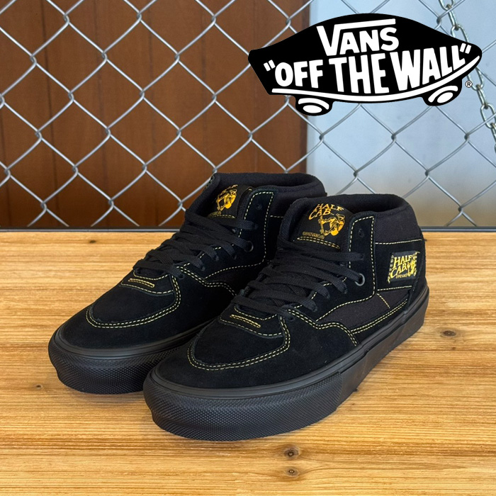 VANS バンズ ヴァンズ 　 SKATE HALF CAB (BLACK/MUSTARD)　 【ハーフキャブ スケート スニーカー】【おしゃれ シンプル 定番】【VN0