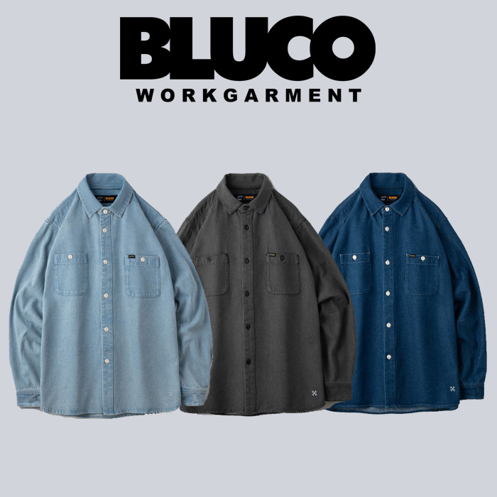 BLUCO (ブルコ)　8OZ DENIM WORK SHIRTS　【デニムワークシャツ 長袖】【145-11-001】【予約商品 キャンセル不可】【2024 FALL EXHIB