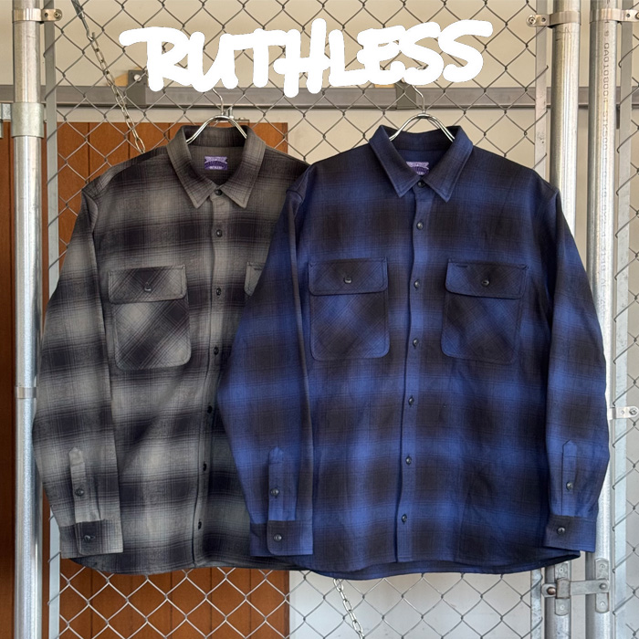 RUTHLESS (ルースレス)　 DeRiRiOuS StS L/S plaid shirt 　【シャツ チェックシャツ】　