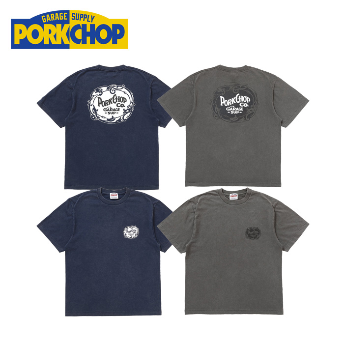 PORKCHOP GARAGE SUPPLY (ポークチョップ ガレージサプライ)　 F LEAF LOGO TEE 　【TEE Tシャツ グレー ネイビー】【インタープレイ
