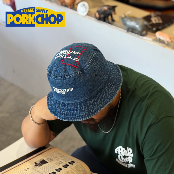 PORKCHOP GARAGE SUPPLY (ポークチョップ ガレージサプライ)　P POWER DENIM BUCKET HAT　【コットン バケットハット】【インタープ