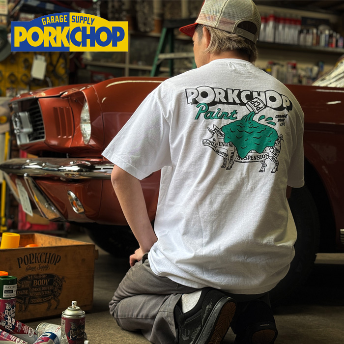 PORKCHOP GARAGE SUPPLY (ポークチョップ ガレージサプライ)　 PCP PORK TEE 　【TEE Tシャツ ホワイト ネイビー】【インタープレイ 
