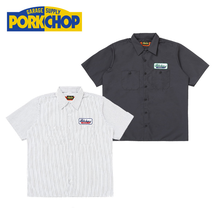 PORKCHOP GARAGE SUPPLY (ポークチョップ ガレージサプライ)　PCP WAPPEN WORK SHIRT　【SHIRT シャツ ブルー グレー】【インタープ