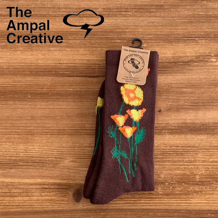 THE AMPAL CREATIVE (ザ・アンパル クリエイティブ)　Poppy Socks BROWN　【ソックス 靴下 おしゃれ 人気 カリフォルニア MADE IN US