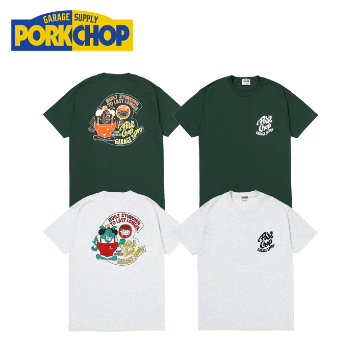 PORKCHOP GARAGE SUPPLY (ポークチョップ ガレージサプライ)　PORKY TEE　【Tシャツ グリーン バーガンディ】【インタープレイ INTER