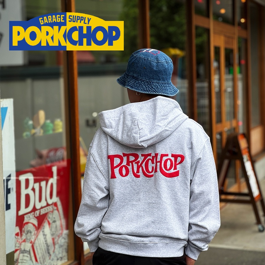 PORKCHOP GARAGE SUPPLY (ポークチョップ ガレージサプライ)　SC LOGO ZIP UP HOODIE　【フーディ パーカー ブラック アッシュグレー