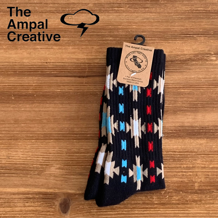 THE AMPAL CREATIVE (ザ・アンパル クリエイティブ)　STARBURST Socks BLACK　【ソックス 靴下 おしゃれ 人気 カリフォルニア MADE I