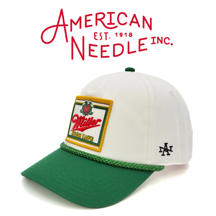 AMERICAN NEEDLE (アメリカンニードル)　ROSCOE - MILLER HIGH LIFE (WHITE/KELLY)　【キャップ 帽子 定番 人気  ロゴ】【SMU769A-MH