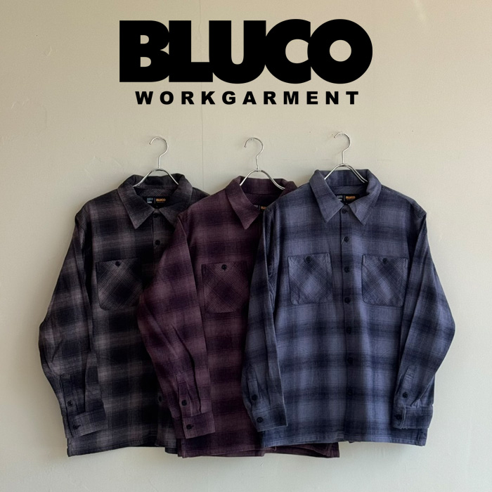 BLUCO (ブルコ)新作　OMBRE CHECK FLANNEL SHIRT　【ネルシャツ オンブレーチェック】【155-11-047】【2025 LATE SUMMER FALL COLLEC