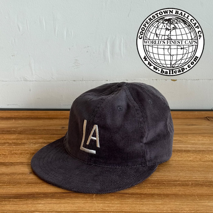 COOPERSTOWN BALL CAP (クーパーズタウンボールキャップ)　CORDUROY CAP 1943 Los Angeles Angels (CHARCOAL)　【ロサンゼルス エン