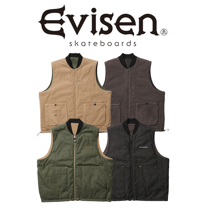 【SALE40%OFF】　Evisen Skateboards (エヴィセン スケートボード)　 MICROFLEECE DENIM REVERSIBLE VEST 　 【デニム フリース リバ