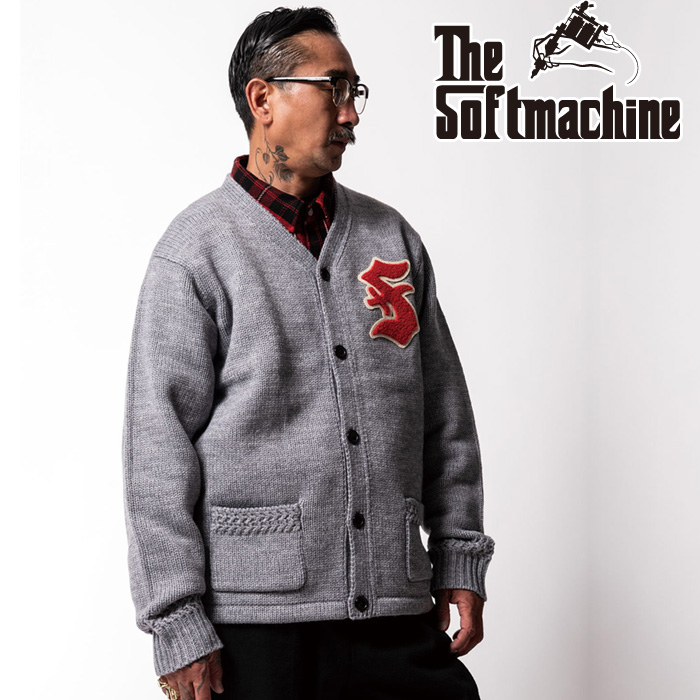 SOFTMACHINE (ソフトマシーン)　 CREST CARDIGAN　【カーディガン】【ブラック グレー タトゥー】【2025 AUTUMN&WINTER 先行予約】【