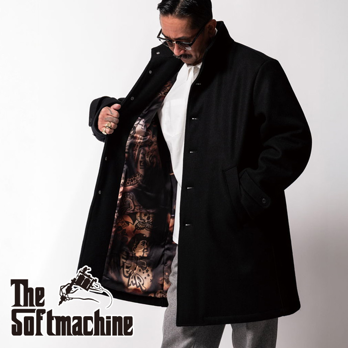 SOFTMACHINE (ソフトマシーン)　HIDE COAT　【ウールコート】【ブラック タトゥー】【2025 AUTUMN&WINTER 先行予約】【予約商品 キャ