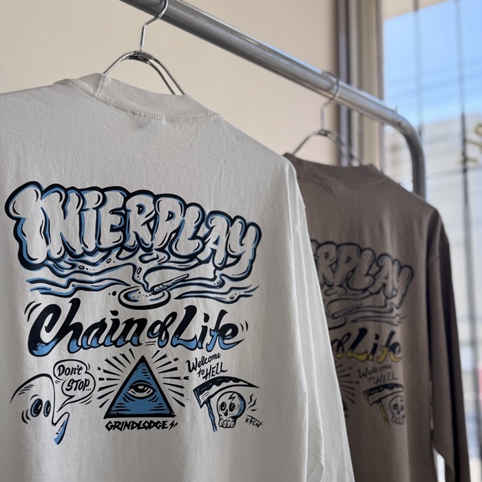 GRINDLODGE × INTERPLAY　NEXT DREAM LONGSLEEVE-T SHIRTS　【GRINDLODGE グラインドロッヂ INTERPLAY インタープレイ  コラボレーシ