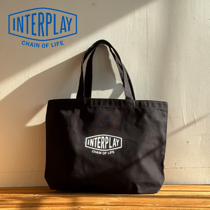 INTERPLAY(インタープレイ) OG LOGO TOTE BAG（M） 　【ブラック】【キャンバス トート バッグ】【インタープレイオリジナル】　