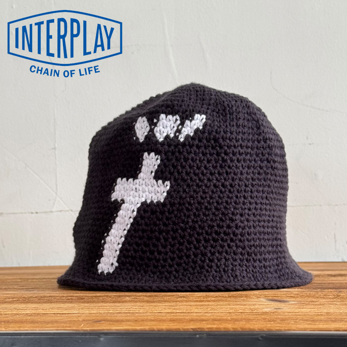 【再入荷!!】　INTERPLAY(インタープレイ) × 　fifb(フィフビー) 別注　CROSS CRUSHER HAT　【クラッシャーハット 帽子 クロス ブラ