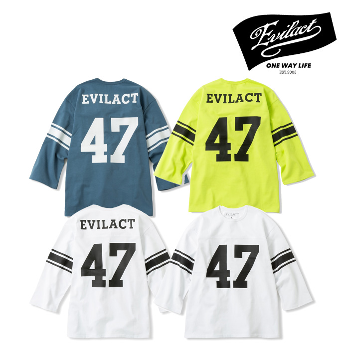 【SALE30%OFF】　EVILACT (イーブルアクト)　 47 FOOTBALL QS 　【Tシャツ 7分袖】【EA-WFRSS-T05】【2024春夏新作】 　 インタープ