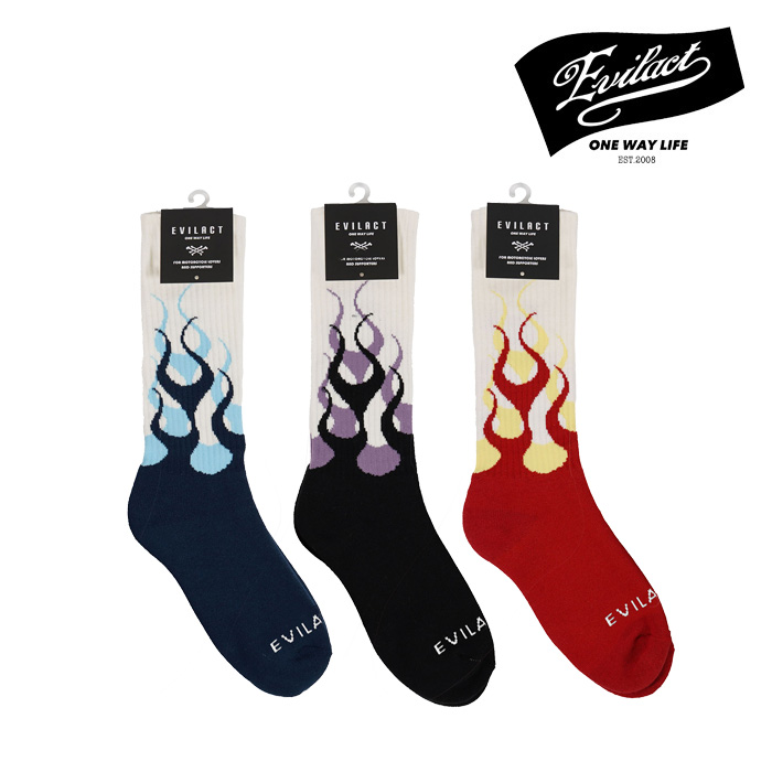 EVILACT (イーブルアクト)　FLAMES LONG SOCKS　【ソックス】【EA24-ACT2-A02】【2024秋冬新作】 　 インタープレイ INTERPLAY
