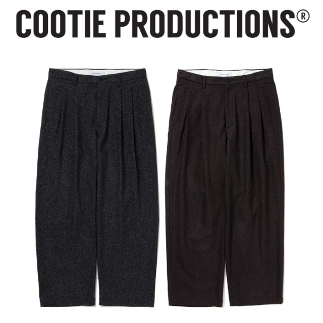 COOTIE(クーティー) 　 Silk Nep Herringbone 2 Tuck Wide Trousers 　【COOTIE】【CTE-25A120】【ヘリンボーン シルクネップ 2タッ