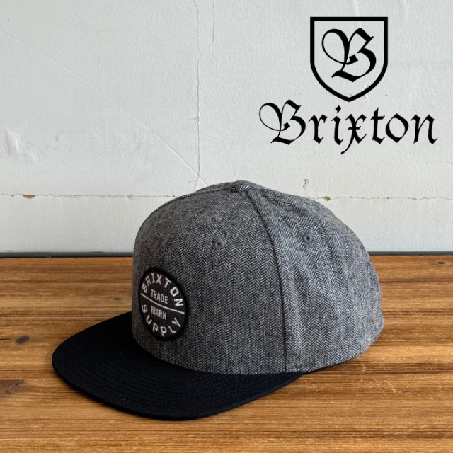 BRIXTON(ブリクストン)　OATH III SNAPBACK CAP (BLK GRY/HERRINGBONE)　【スナップバックキャップ 帽子】【ブリクストン キャップ 