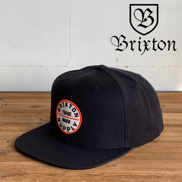 BRIXTON(ブリクストン)　OATH III SNAPBACK CAP (WASHED BLACK/ORANGE)　【スナップバックキャップ 帽子】【ブリクストン キャップ 