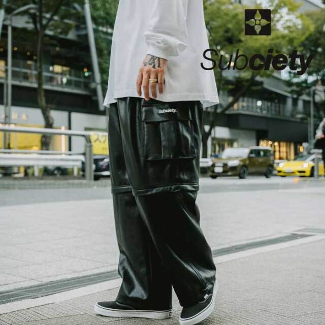 SUBCIETY (サブサエティ)　FAKE LEATHER MUTANT CARGO PANTS　【カーゴパンツ】【105-01571】【2024 SPRING COLLECTION】【お取り寄