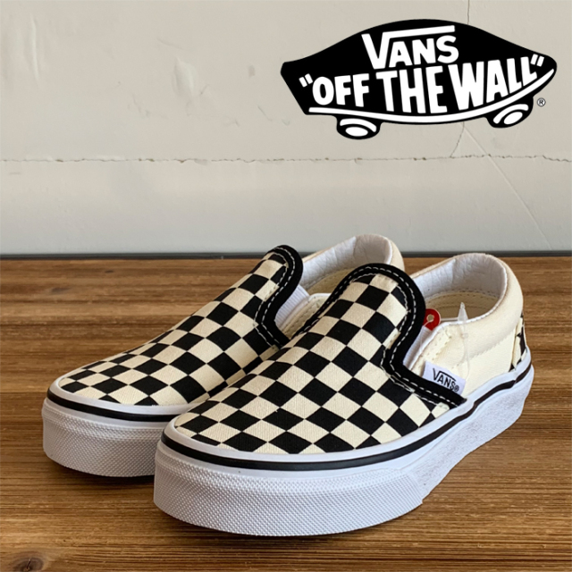 VANS バンズ ヴァンズ 　 KIDS CLASSIC SLIP-ON (CHECKERBOARD)　 【キッズ スリッポン 子供 スニーカー おしゃれ】【VANS KIDS】【V