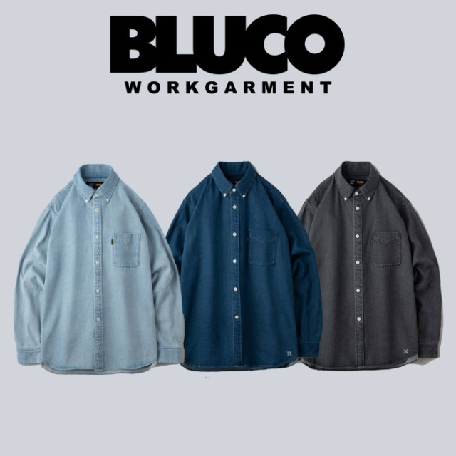 BLUCO (ブルコ)　8OZ DENIM B/D SHIRTS 　【デニムシャツ 長袖】【145-11-002】【お取り寄せ商品 キャンセル不可】【2024 FALL EXHIB