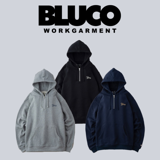 BLUCO (ブルコ)　HEAVY PILE SWEAT HALF ZIP HOODIE -EMB-　【パーカー ハーフジップ】【145-13-014】【お取り寄せ商品 キャンセル不