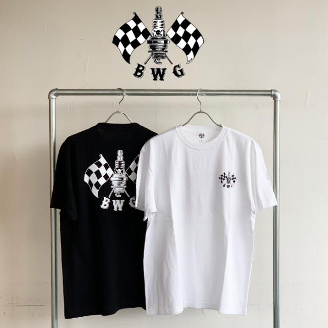 B.W.G　 CHECKER SPARK T/S　【Tシャツ 半袖 プリント】【新作 BLUCO ブルコ バイク バイカー】　