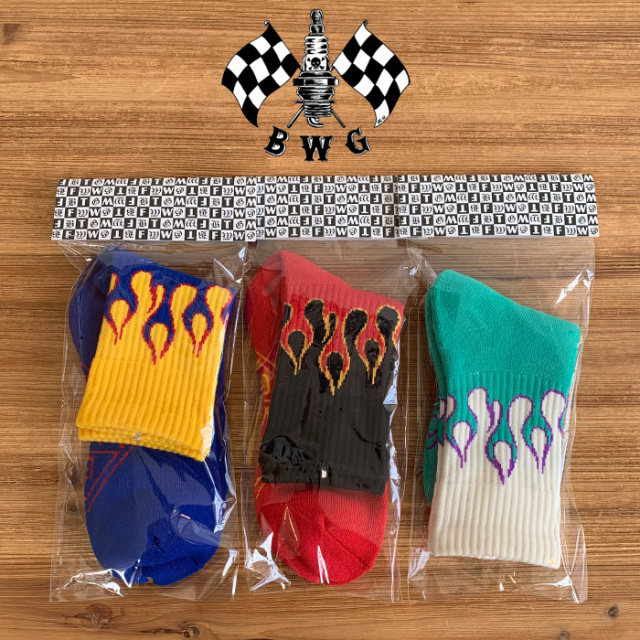 B.W.G　 FLAMES SOCKS 　【ソックス 靴下】【新作 即発送可能】【BLUCO ブルコ】　