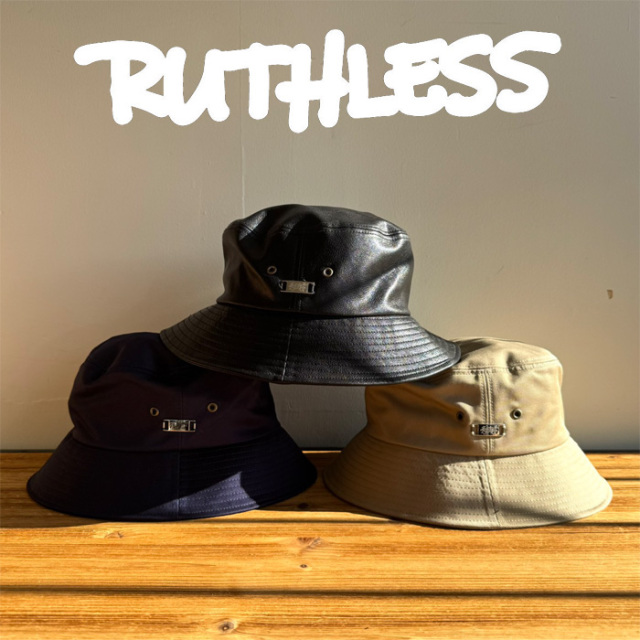 RUTHLESS (ルースレス)　B-hole DEEP TAG HAT [Pu.leather］[twill]　【ハット 帽子】【名古屋 Brownie 森製作所】