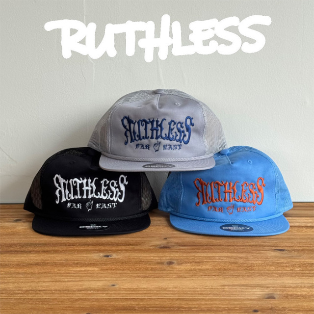 RUTHLESS (ルースレス)　R-Plaque Snap back cap　【キャップ 帽子】【ブラック グレー ブルー】