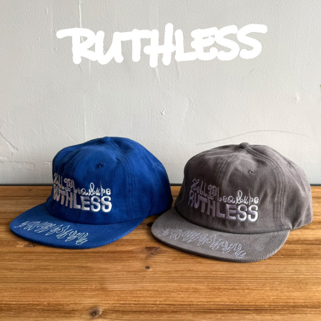 RUTHLESS (ルースレス)　Sell Pleasure Corduroy Snap Back Cap　【キャップ 帽子】【コーデュロイ グレー ブルー】