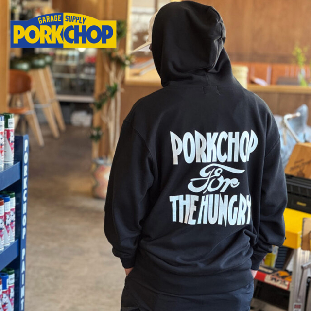 PORKCHOP GARAGE SUPPLY (ポークチョップ ガレージサプライ)　HUNGRY ZIP UP HOODIE　【フーディ パーカー ブラック ブルー】【イン