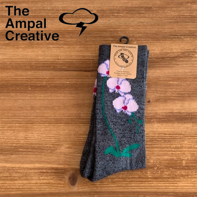 THE AMPAL CREATIVE (ザ・アンパル クリエイティブ)　Orchid Socks CHARCOAL　【ソックス 靴下 おしゃれ 人気 カリフォルニア MADE I