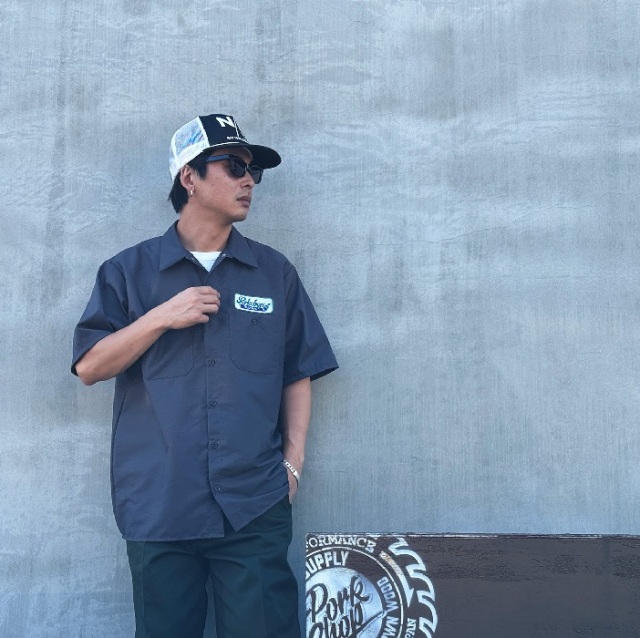 PORKCHOP GARAGE SUPPLY (ポークチョップ ガレージサプライ)　PCP WAPPEN WORK SHIRT　【SHIRT シャツ ブルー グレー】【インタープ