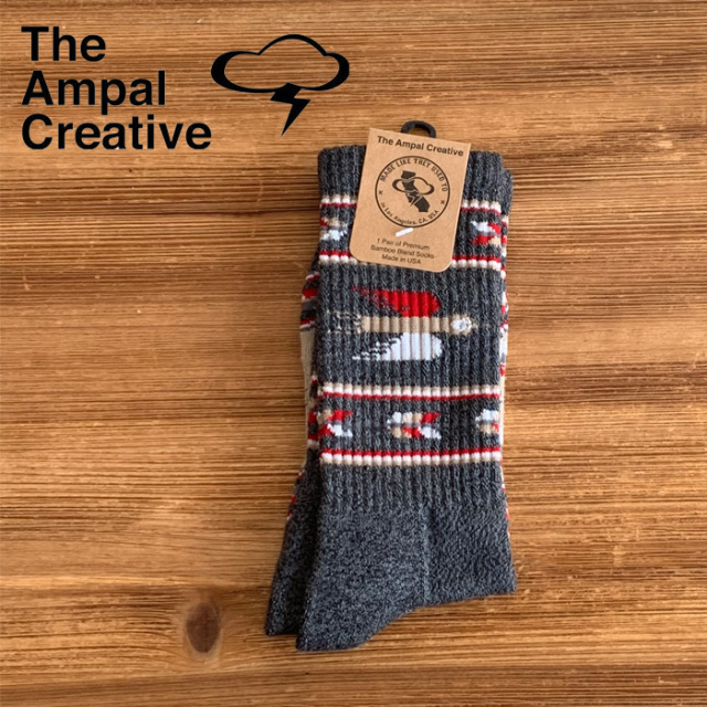 THE AMPAL CREATIVE (ザ・アンパル クリエイティブ)　T-BIRD Socks Charcoal 20　【ソックス 靴下 おしゃれ 人気 カリフォルニア MAD