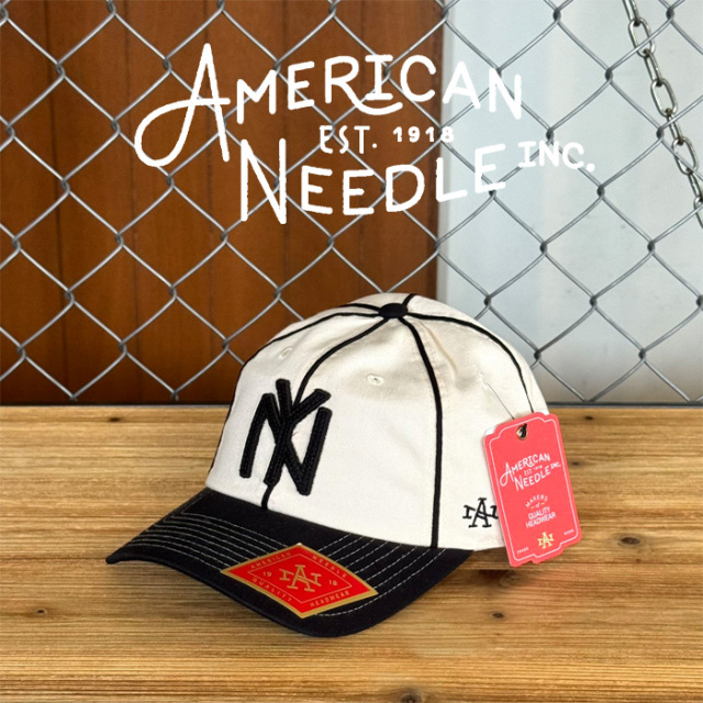 AMERICAN NEEDLE (アメリカンニードル)　BALL PARK - NY(IVORYxBLACK)　【キャップ 帽子 定番 人気 NY ロゴ】【SMU674A-NBY】