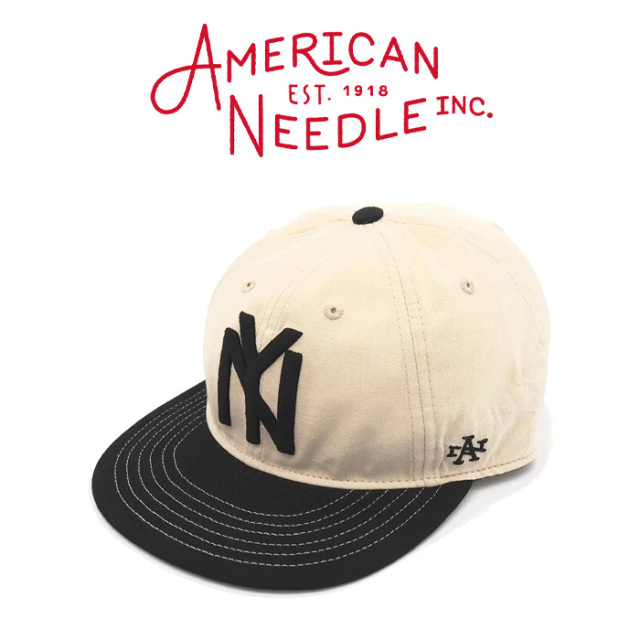 AMERICAN NEEDLE (アメリカンニードル)　NEW YORK BLACK YANKEES - LINE OUT - (IVORY/BLACK)　【キャップ 帽子 定番 人気 NY ロゴ】