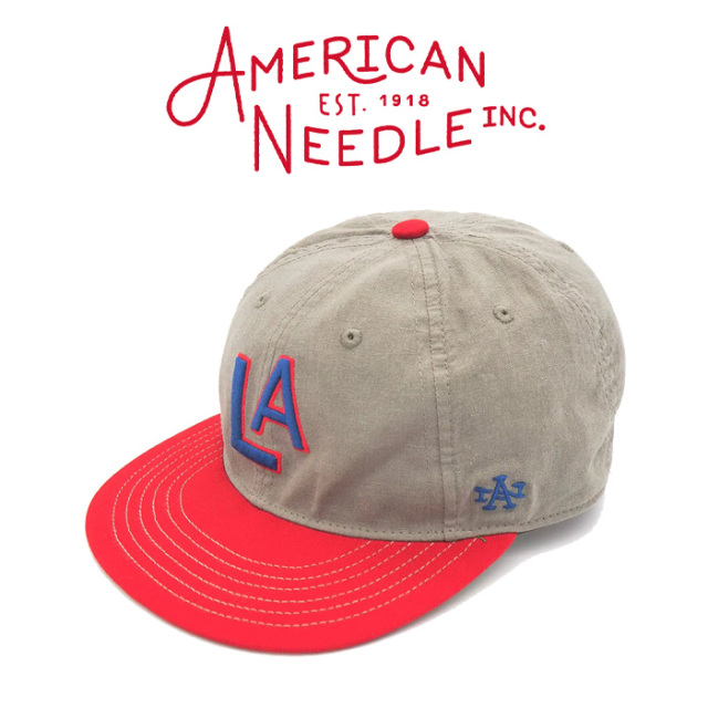 AMERICAN NEEDLE (アメリカンニードル)　LOS ANGELS ANGELS - LINE OUT - (COOL GREY/RED)　【キャップ 帽子 定番 人気 LA ロゴ】【S
