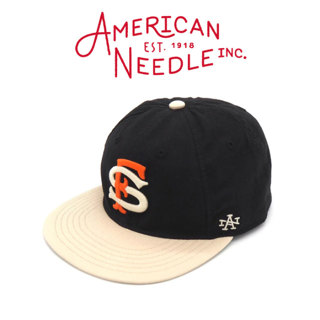 AMERICAN NEEDLE (アメリカンニードル)　SAN FRANCISCO SEALS - LINE OUT - (BLACK/IVORY)　【キャップ 帽子 定番 人気 SF ロゴ】【S
