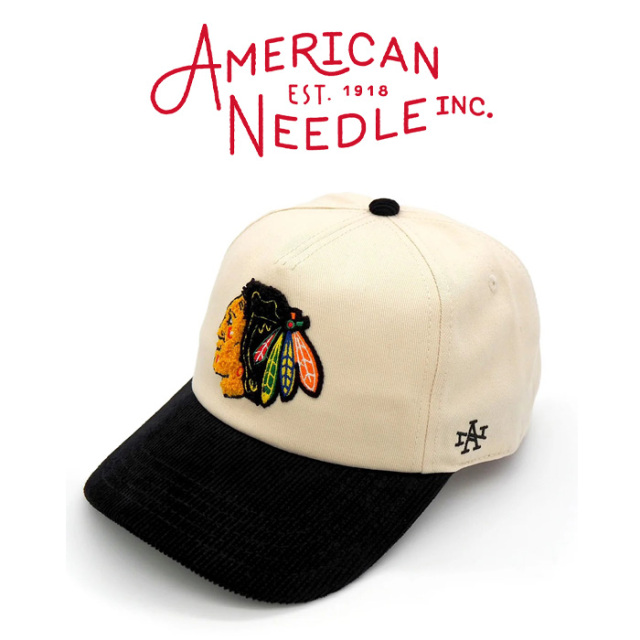 AMERICAN NEEDLE (アメリカンニードル)　CHICAGO BLACKHAWKS - BURNETT - (INDIGO/BLACK)　【キャップ 帽子 定番 人気 CBH ロゴ】【S