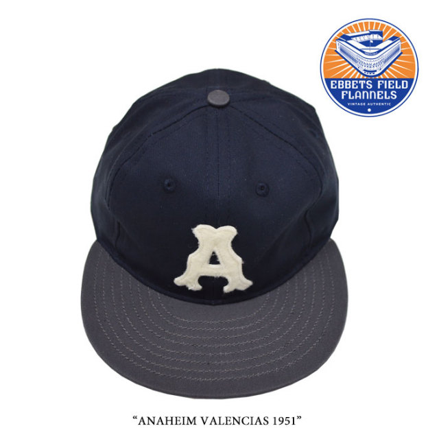 EBBETS FIELD FLANNELS(エベッツフィールドフランネルズ)　ANAHEIM VALENCIAS 1951　【EBBETS FIELD FLANNELS コットンツイルキャッ
