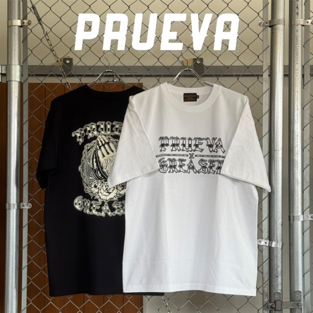 PRUEVA (プルエバ) × GREASER (グリーサー)　REZA S/S T-shirts　【Tシャツ ホワイト ブラック】【倉本一真 CHICANO 西海岸】