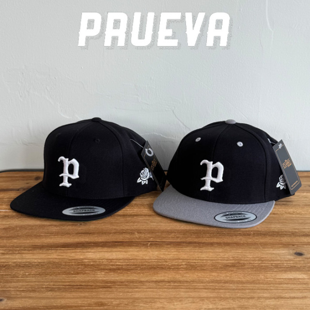 PRUEVA (プルエバ)　P-CAP FLAT VISOR　【キャップ 帽子 フラットバイザー】【6パネル スナップバックキャップ】【倉本一真 CHICANO 